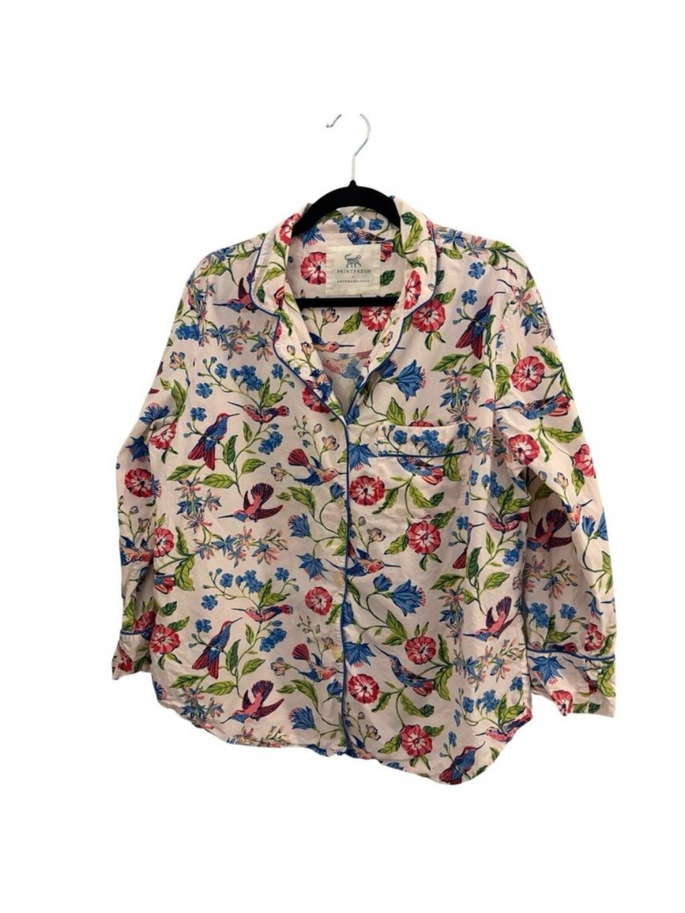 Anthropologie x Printfresh Hummingbird Haven Pajama Top